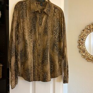 Lauren Ralph Lauren Ladies Cotton Snakeskin Print Top Blouse Size XL